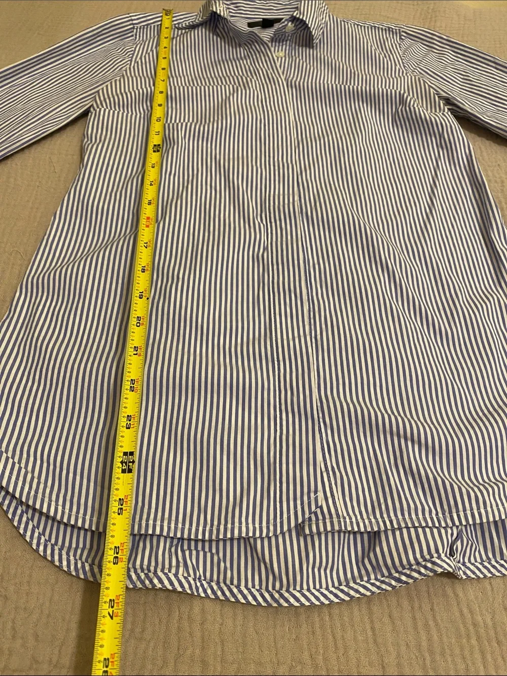 J. Crew Classic Blue and White Stripe Button-Up Shirt. Size 00. Style C9321